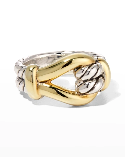 Shop David Yurman Thoroughbred Loop Ring In Silver With 18k Gold, 13mm In Two Tone