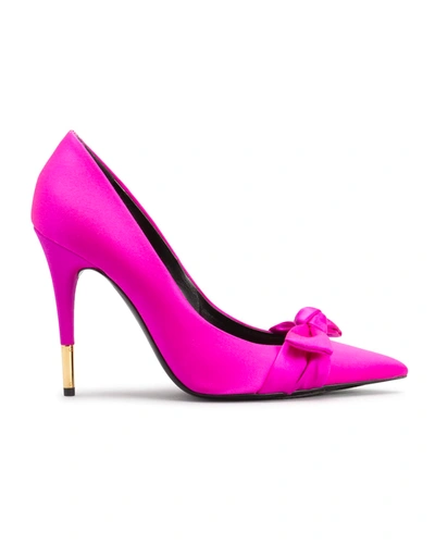 Shop Tom Ford 105mm Bow Satin Pumps In Hot Pink - U3073