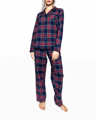 Shop Petite Plume Windsor Tartan Pajama Set In Navy