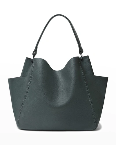 Shop Callista Stitch Grained Leather Shoulder Bag In Charcoal
