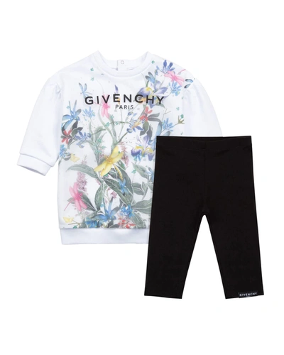 Shop Givenchy Girl's Jungle-print Sweatshirt Dress W/ Leggings Set In N50-white Black