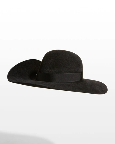 Shop Saint Laurent Large-brim Rabbit Felt Hat In 1000 Black