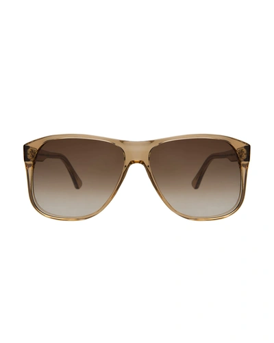 Shop Illesteva Dionne Acetate Aviator Sunglasses In Brown