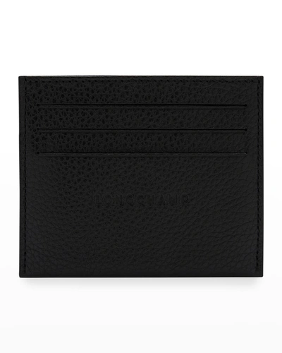 Shop Longchamp Le Foulonne Slim Leather Card Case In Black