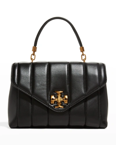 Shop Tory Burch Kira Small Quilted Top-handle Satchel Bag In Black