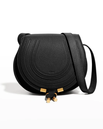 Shop Chloé Marcie Small Saddle Crossbody Bag In Black