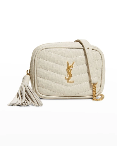 Shop Saint Laurent Lou Baby Ysl Quilted Grain De Poudre Belt Bag In Crema Soft