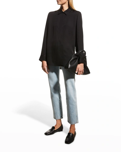 Shop Theory Classic Button-front Silk Shirt In Black