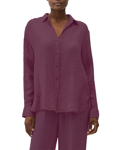 Shop Michael Stars Gauze Button-down Top In Aster