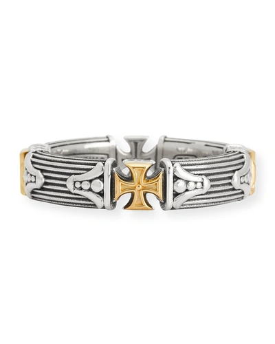 Shop Konstantino Delos Two-tone Cross Band Ring In Sterling Silver