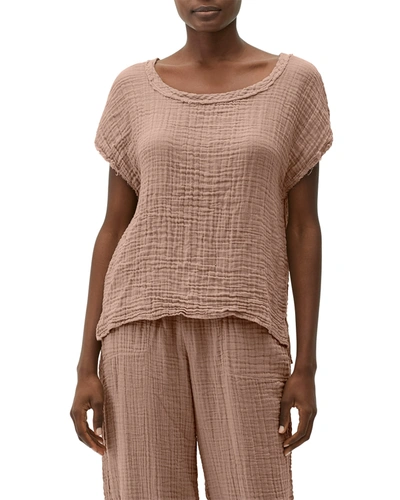 Shop Michael Stars Amy Scoop-neck Top In Woodchip