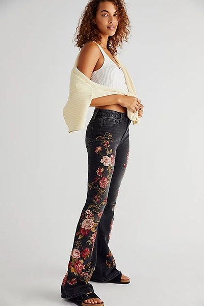 Driftwood Farrah Embroidered Flare Jeans In Black Swan | ModeSens