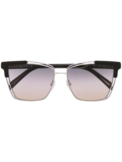 Shop Emilio Pucci Cut-out Cat Eye Sunglasses In Black