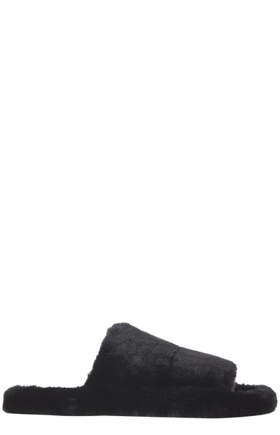Shop Dolce & Gabbana Faux Fur Slides In Black
