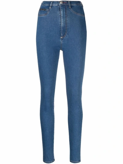 Shop Philipp Plein High-waist Jegging Jeans In Blue