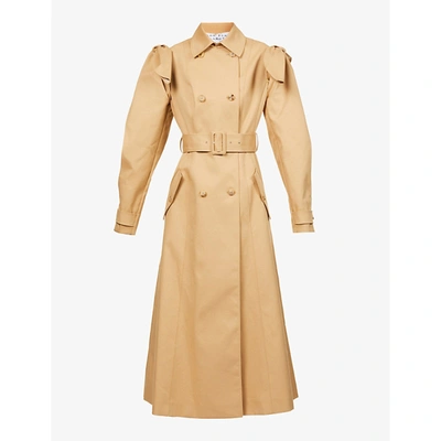 Shop Gabriela Hearst Womens Tan Benedict Belted Cotton Trench Coat 8