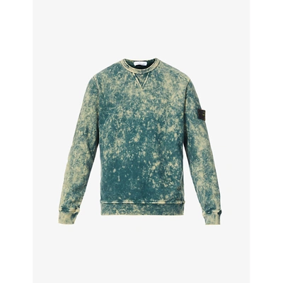 Stone Island Mens Sage Brand-badge Acid-wash Cotton-jersey Sweatshirt S |  ModeSens