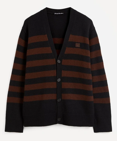 Shop Acne Studios Stripe Knit Cardigan In Black/brown