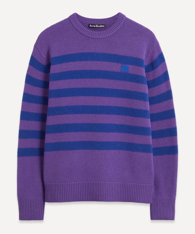 Shop Acne Studios Striped V-neck Sweater In Purple/blue