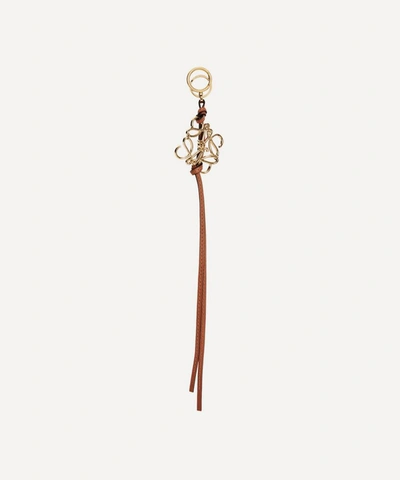 Shop Loewe Anagram Metal And Leather Bag Charm In Gold
