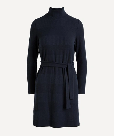 Shop Apc Serena Roll-neck Jersey Dress In Dark Navy