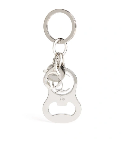 Shop Christian Louboutin Logo Bottle Opener Keyring In Silver