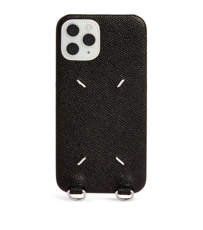 Shop Maison Margiela Leather Iphone 12 Case With Strap In Black