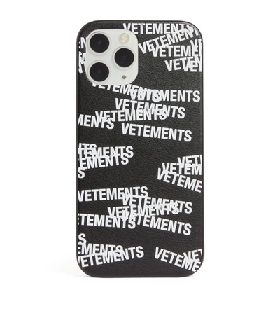 Shop Vetements Leather Logo Iphone 12 Pro Max Case In Black