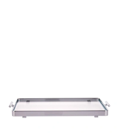 Shop Zodiac Chrome Trimmed Glass Tray In Silver