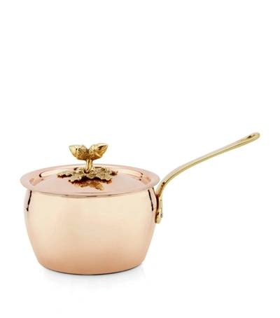 Shop Ruffoni Historia Hammered Copper Saucepan With Lid (16cm) In Gold