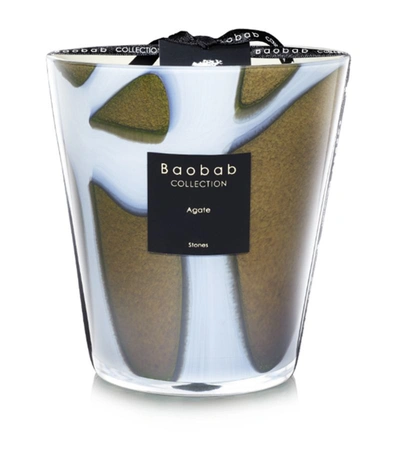 Shop Baobab Collection Stones Agate Candle (16cm) In Green