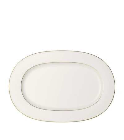 Shop Villeroy & Boch Anmut Gold Oval Platter (41cm) In White