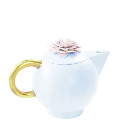 Shop Villari Medium Rose Teapot In Blue