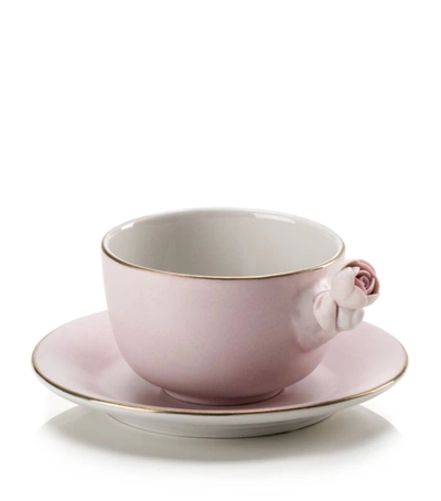 Shop Villari Cappuccino Cup And Saucer In Pink