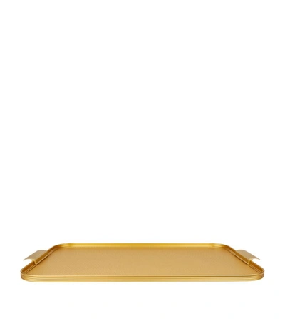 Shop Kaymet Embossed Tray (56cm X 38cm) In Gold