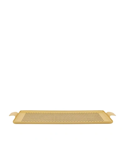 Shop Kaymet Pressed Tray (42cm X 30cm) In Gold