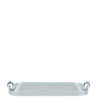 Shop Kaymet Rubber Grip Cut Out Handle Tray In Silver
