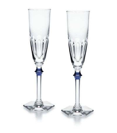 Shop Baccarat Set Of 2 Harcourt Eve Clear & Blue Champagne Flutes In Multi