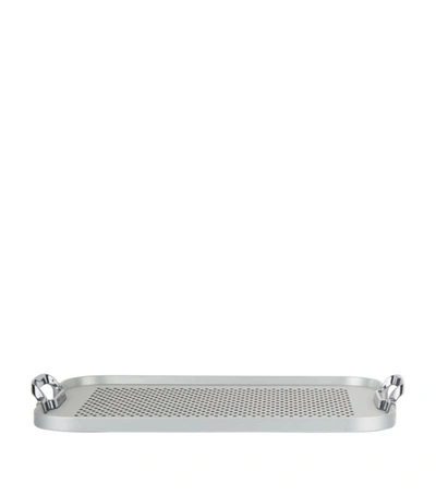 Shop Kaymet Rubber Grip Cut-out Handle Tray In Silver