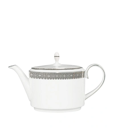 Shop Wedgwood Lace Platinum Teapot In White