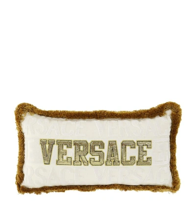 Shop Versace Logomania Cushion (25cm X 45cm) In White