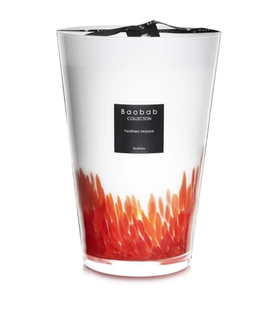 Shop Baobab Collection Feathers Masaai Maxi Candle (35cm) In Red