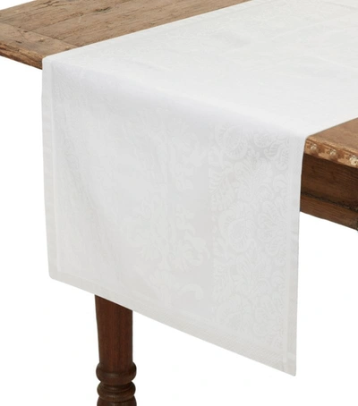 Shop Le Jacquard Français Siena Tonal Pattern Table Runner (55cm X 200cm) In White