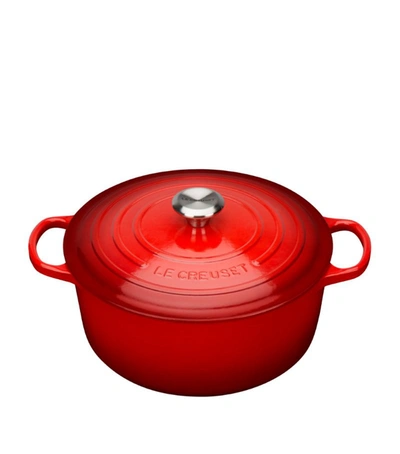 Shop Le Creuset Cast Iron Round Casserole Dish (30cm) In Red
