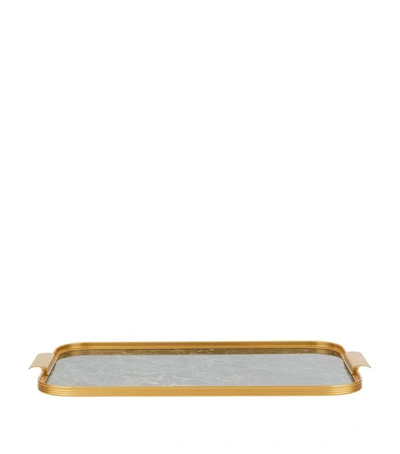 Shop Kaymet Marble Ribbed Tray (51cm) In Green