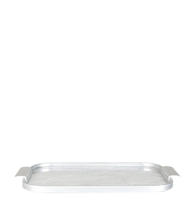 Shop Kaymet Ribbed Tray (35cm) In Silver