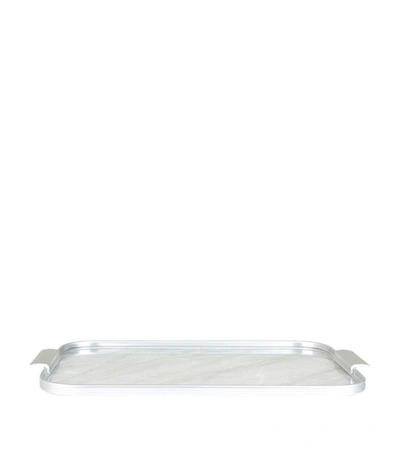 Shop Kaymet Ribbed Tray (46cm) In Silver