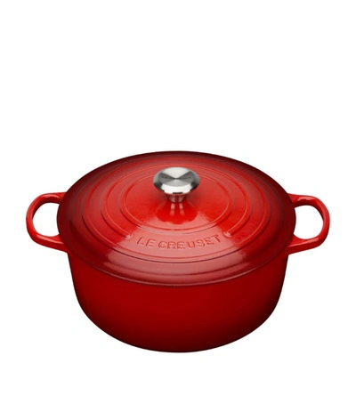 Shop Le Creuset Cast Iron Round Casserole Dish (24cm) In Red