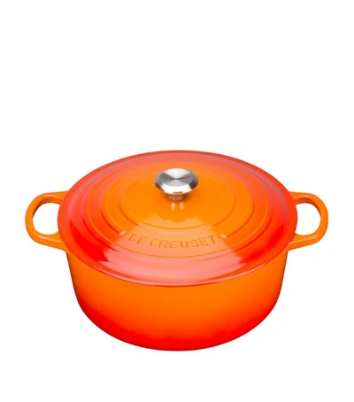 Shop Le Creuset Cast Iron Round Casserole Dish (28cm) In Orange