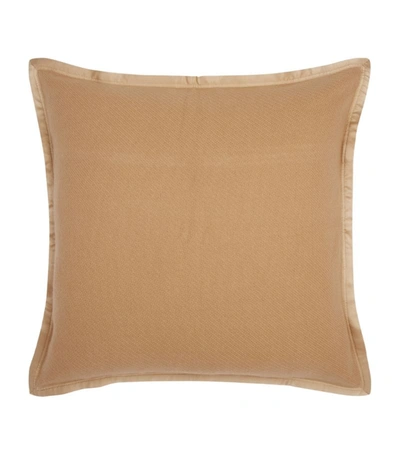 Shop Harrods Of London Satin Trim Cashmere Cushion Cover (65cm X 65cm) In Beige